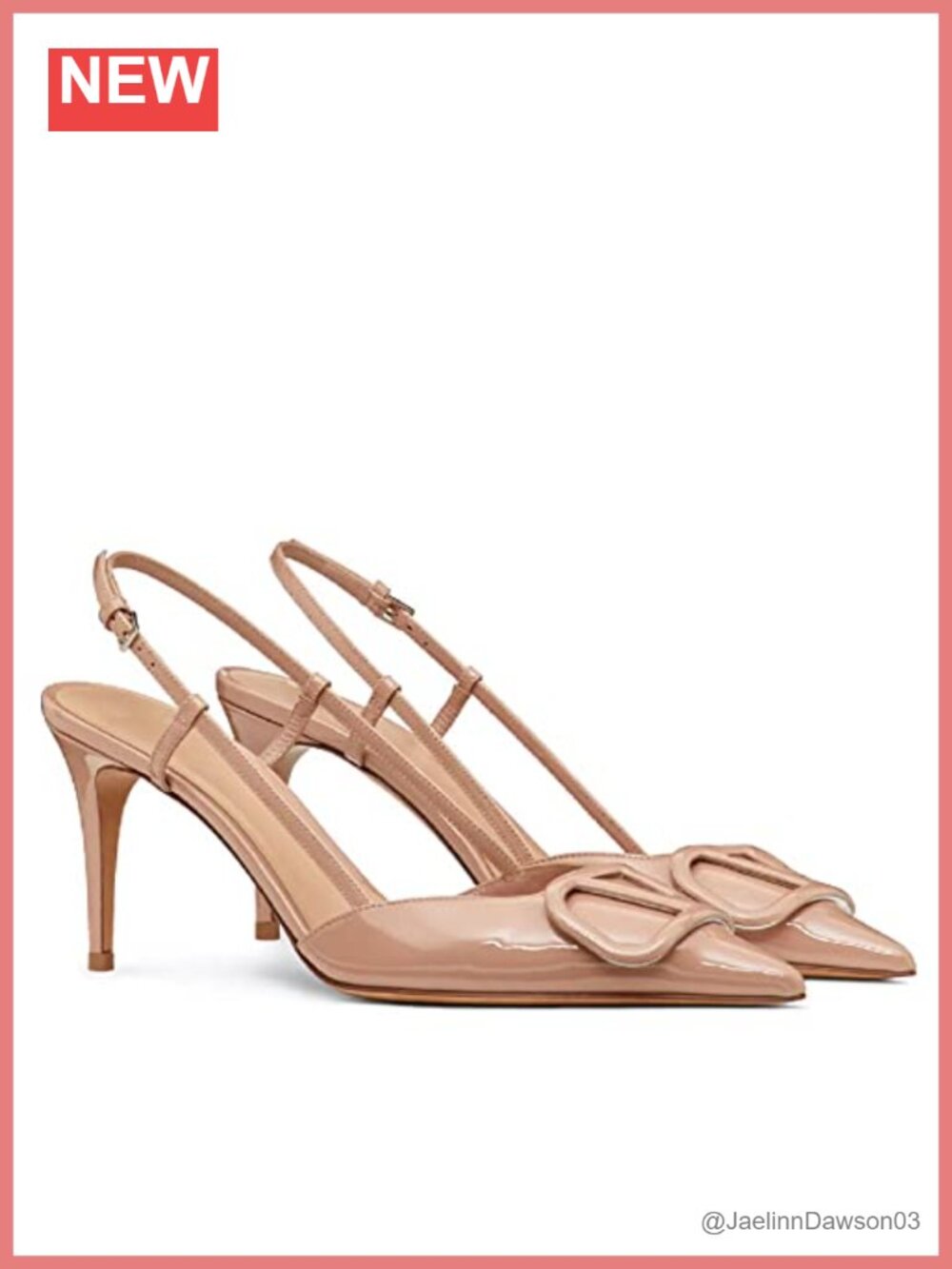 Women's Heeled Slingback Sandals V Buckle Pointed Toe Stiletto High Heels
